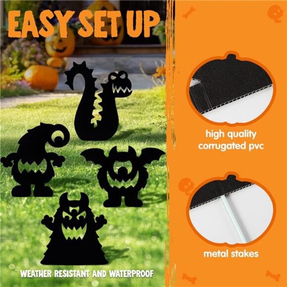 6 Pcs Halloween Yard Signs Decorations Outdoor, Halloween Monster Stakes - Picture 5 of 8